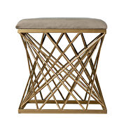 Gray square upholstered stool with golden iron base by La Spezia additional picture 4