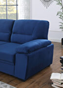 Blue velvet fabric sleeper sectional sofa w/ reversible storage chaise by La Spezia additional picture 2