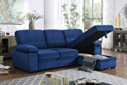 Blue velvet fabric sleeper sectional sofa w/ reversible storage chaise by La Spezia additional picture 5
