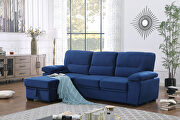 Blue velvet fabric sleeper sectional sofa w/ reversible storage chaise by La Spezia additional picture 6