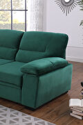 Green velvet fabric sleeper sectional sofa w/ reversible storage chaise by La Spezia additional picture 2