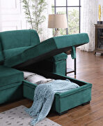Green velvet fabric sleeper sectional sofa w/ reversible storage chaise by La Spezia additional picture 3