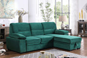 Green velvet fabric sleeper sectional sofa w/ reversible storage chaise by La Spezia additional picture 4