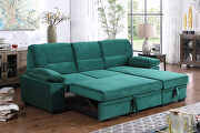 Green velvet fabric sleeper sectional sofa w/ reversible storage chaise by La Spezia additional picture 5