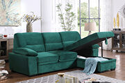 Green velvet fabric sleeper sectional sofa w/ reversible storage chaise by La Spezia additional picture 6