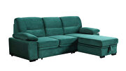 Green velvet fabric sleeper sectional sofa w/ reversible storage chaise by La Spezia additional picture 8