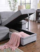 Gray velvet fabric sleeper sectional sofa w/ reversible storage chaise by La Spezia additional picture 3