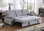 Gray velvet fabric sleeper sectional sofa w/ reversible storage chaise by La Spezia additional picture 4