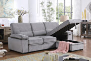 Gray velvet fabric sleeper sectional sofa w/ reversible storage chaise by La Spezia additional picture 5