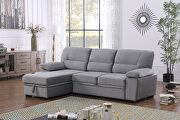 Gray velvet fabric sleeper sectional sofa w/ reversible storage chaise by La Spezia additional picture 6