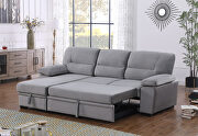 Gray velvet fabric sleeper sectional sofa w/ reversible storage chaise by La Spezia additional picture 7