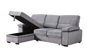 Gray velvet fabric sleeper sectional sofa w/ reversible storage chaise by La Spezia additional picture 8
