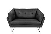 Black vegan leather contemporary loveseat and ottoman by La Spezia additional picture 2