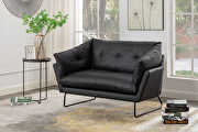 Black vegan leather contemporary loveseat and ottoman by La Spezia additional picture 3