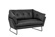 Black vegan leather contemporary loveseat and ottoman by La Spezia additional picture 4