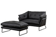 Black vegan leather contemporary loveseat and ottoman by La Spezia additional picture 8