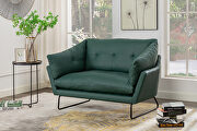 Green vegan leather contemporary loveseat and ottoman by La Spezia additional picture 3