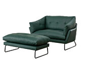 Green vegan leather contemporary loveseat and ottoman by La Spezia additional picture 8