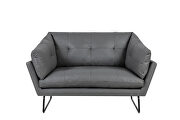 Gray vegan leather contemporary loveseat and ottoman by La Spezia additional picture 2