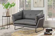 Gray vegan leather contemporary loveseat and ottoman by La Spezia additional picture 3