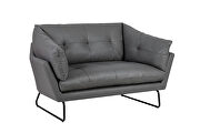 Gray vegan leather contemporary loveseat and ottoman by La Spezia additional picture 4