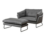 Gray vegan leather contemporary loveseat and ottoman by La Spezia additional picture 8