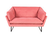 Pink velvet contemporary loveseat and ottoman by La Spezia additional picture 2
