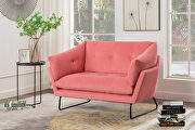Pink velvet contemporary loveseat and ottoman by La Spezia additional picture 3