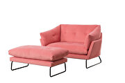 Pink velvet contemporary loveseat and ottoman by La Spezia additional picture 8