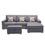 Gray linen fabric 4pc reversible sofa chaise with interchangeable legs storage ottoman and pillows by La Spezia additional picture 3