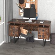 Home office computer desk with 4 drawers in rustic brown by La Spezia additional picture 4