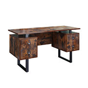 Home office computer desk with 4 drawers in rustic brown by La Spezia additional picture 6