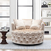 Beige modern akili swivel accent chair barrel chair for hotel living room additional photo 3 of 8