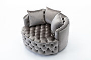 Silver gray modern akili swivel accent chair barrel chair for hotel living room additional photo 2 of 9