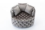 Silver gray modern akili swivel accent chair barrel chair for hotel living room additional photo 3 of 9
