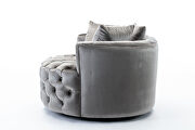 Silver gray modern akili swivel accent chair barrel chair for hotel living room additional photo 5 of 9