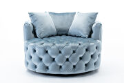Light blue modern akili swivel accent chair barrel chair for hotel living room additional photo 3 of 11