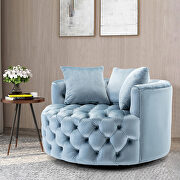 Light blue modern akili swivel accent chair barrel chair for hotel living room additional photo 5 of 11
