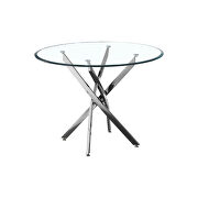 Contemporary round clear dining tempered glass table with chrome legs in black by La Spezia additional picture 2