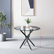 Contemporary round clear dining tempered glass table with chrome legs in black by La Spezia additional picture 4