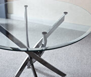 Contemporary round clear dining tempered glass table with chrome legs in black by La Spezia additional picture 5