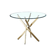 Contemporary round clear dining tempered glass table with chrome legs in gold by La Spezia additional picture 2