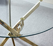 Contemporary round clear dining tempered glass table with chrome legs in gold by La Spezia additional picture 3