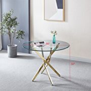 Contemporary round clear dining tempered glass table with chrome legs in gold by La Spezia additional picture 4