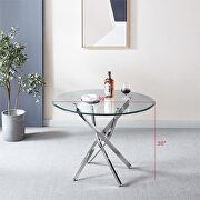 Contemporary round clear dining tempered glass table with chrome legs in silver by La Spezia additional picture 4