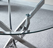 Contemporary round clear dining tempered glass table with chrome legs in silver by La Spezia additional picture 5