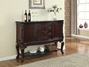 Traditional 1-pc rich brown finish storage side board antique cabriole legs living room furniture additional photo 5 of 5