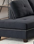Black polyfiber reversible 3-pcs sectional sofa with ottoman by La Spezia additional picture 2