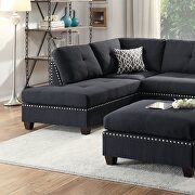 Black polyfiber reversible 3-pcs sectional sofa with ottoman by La Spezia additional picture 6