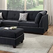 Black polyfiber reversible 3-pcs sectional sofa with ottoman by La Spezia additional picture 7